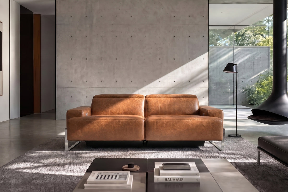 Melania Distressed Leather Recliner Sofa