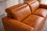 Elodie Distressed Italian Aniline Leather Dual Recliner Sofa