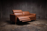 Elodie Distressed Italian Aniline Leather Dual Recliner Sofa