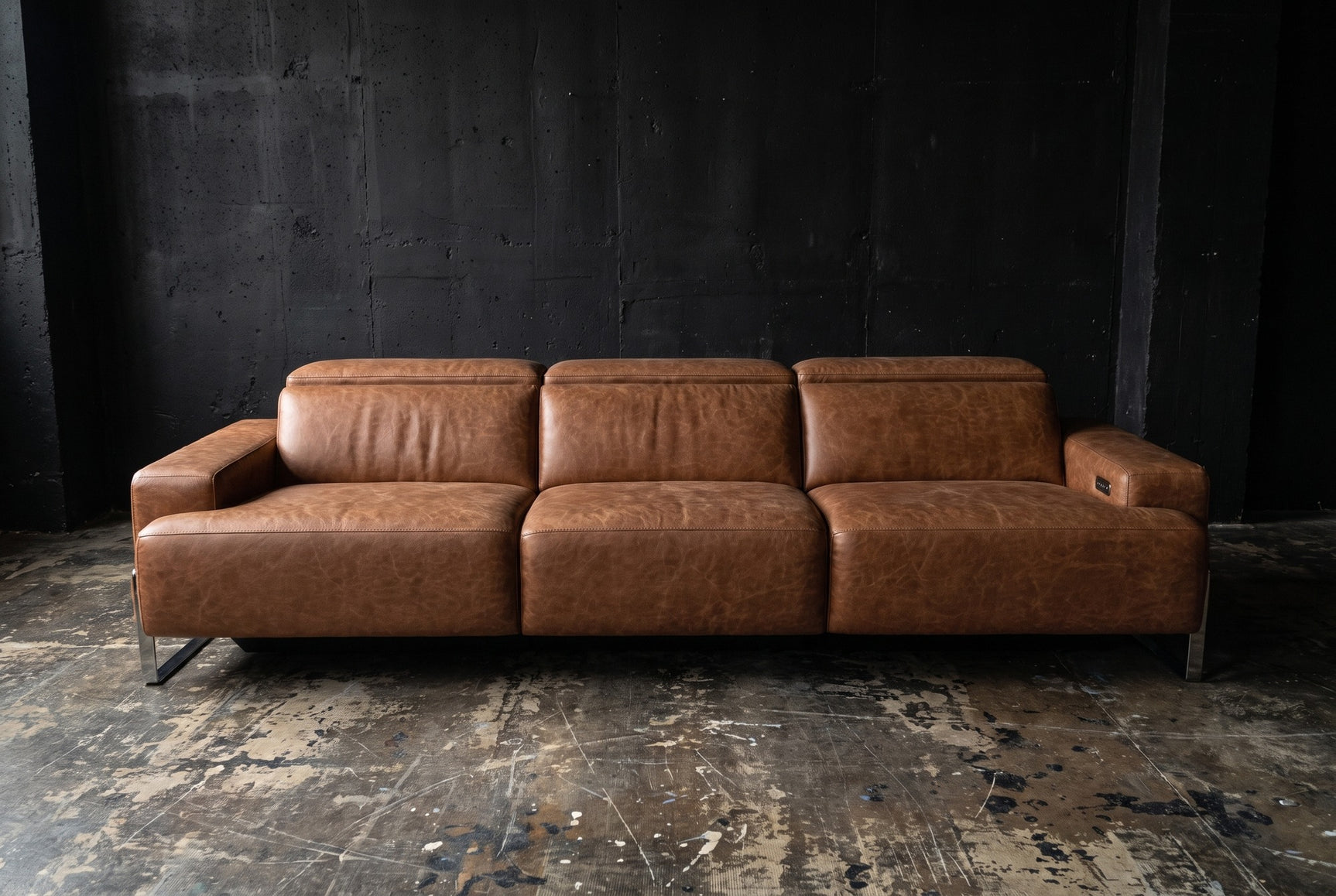 Melania Distressed Leather Recliner Sofa