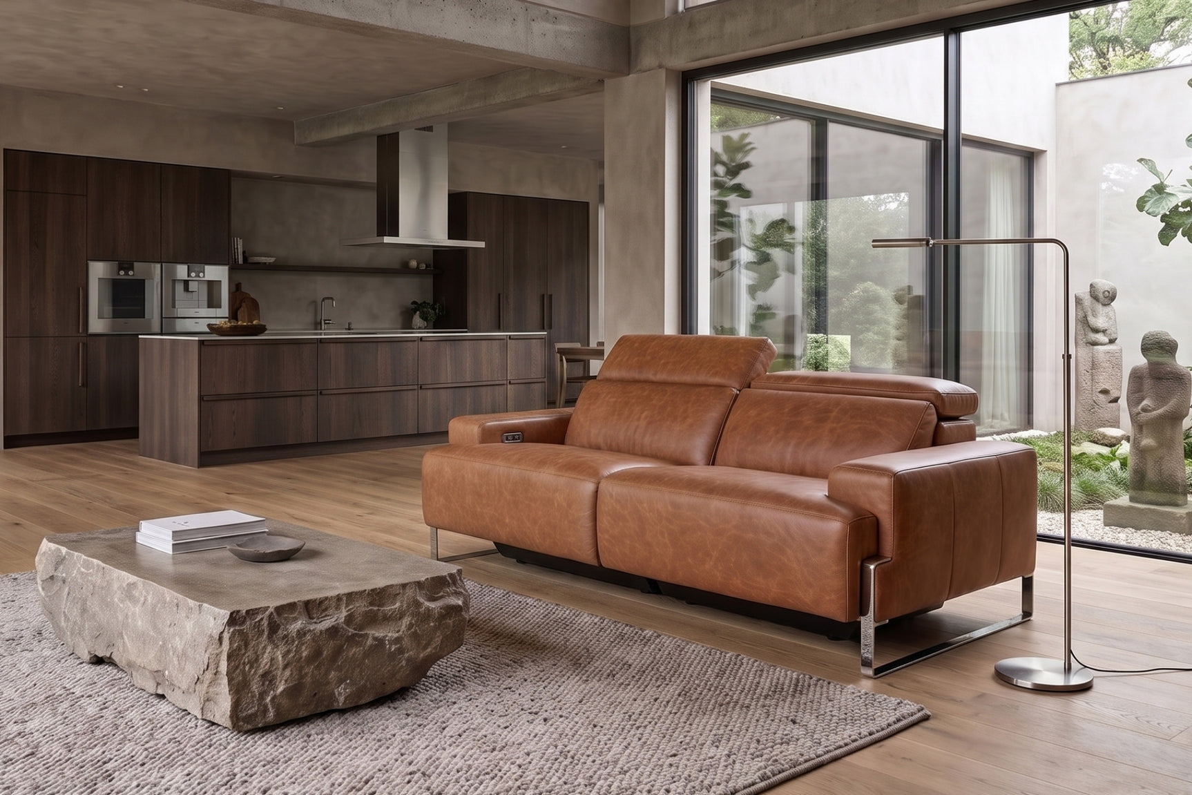 Melania Distressed Leather Recliner Sofa