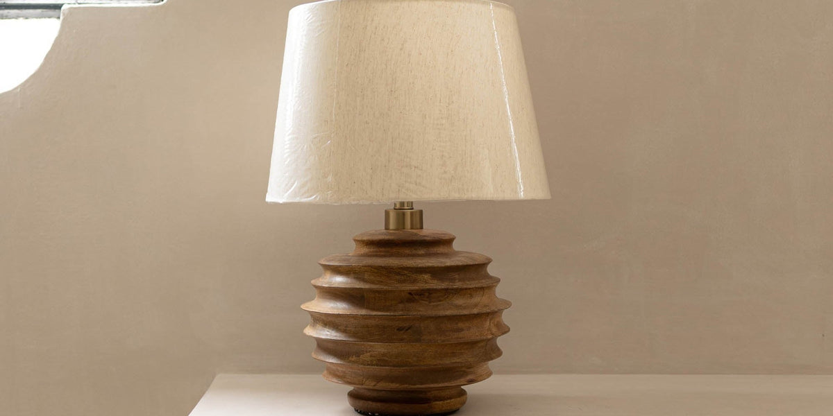 Linden Mango Wood Table Lamp with Cotton Shade