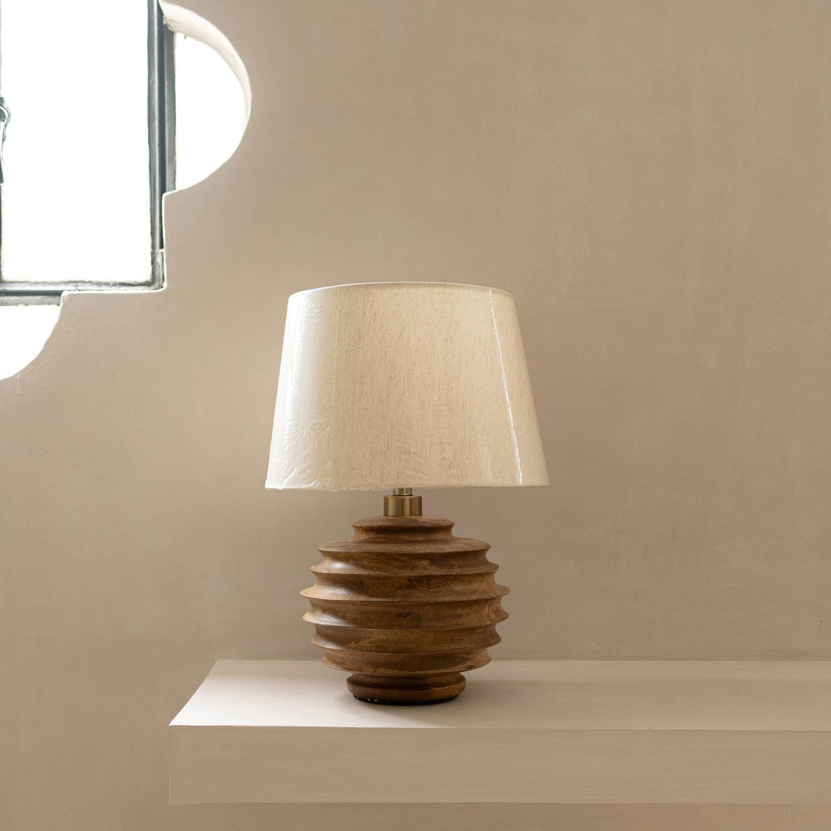 Linden Mango Wood Table Lamp with Cotton Shade