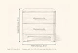 Lodi nightstand dimensions: 23.62 in wide, 22.44 in high, 15.75 in deep, 2 drawers each 19.6 x 11.25 x 4.75 in inside