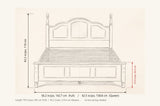 Loreto bed dimensions: Full 56.2 in wide, Queen 62.5 in wide, 43.3 in high, footboard 15.9
