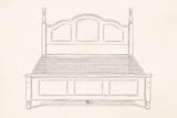 Pencil drawing of the Loreto bed traced from the front view
