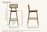Lovere dimensions: 18 in wide, 20.75 in deep, 36.25 in high, seat height 25.75 to 26.25 in, footrest 9 in