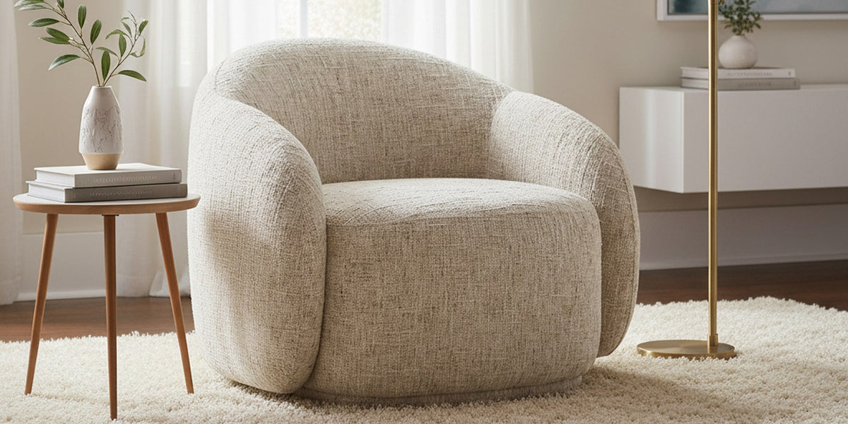 Lowell Textured Fabric Bucket Accent Chair