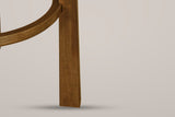Close-up of a square Dark Walnut rubberwood leg with the curved footrest ring joined to its inner face