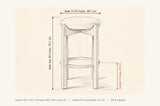 Lucera dimensions: 30 in seat height, seat 15.25 in across, footrest 11 in above the floor, 19.5 by 19.5 in overall