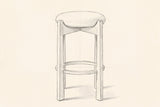 Pencil drawing of the Lucera bar stool, front view