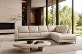 Lucien bisque leather sectional left bumper, back view full upholstery