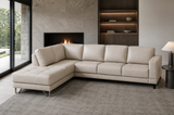 Lucien bisque leather sectional right bumper, Italian Nappa leather texture