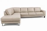 Lucien bisque leather sectional right bumper, side profile with chaise