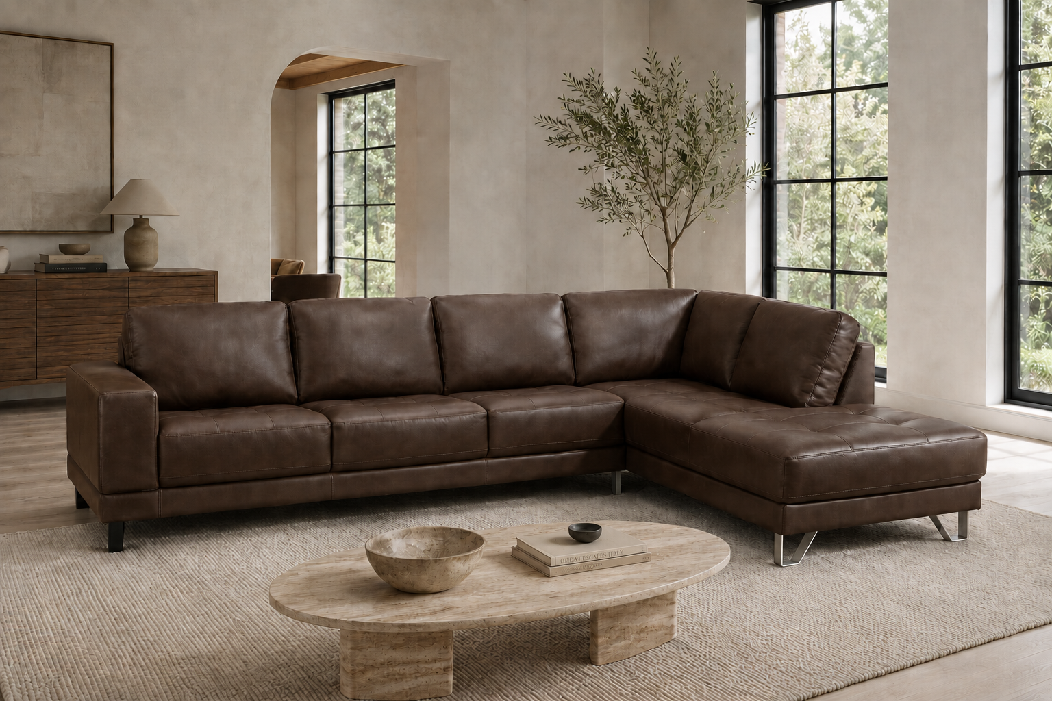 Lucien chocolate Italian Nappa 11000 leather texture close-up