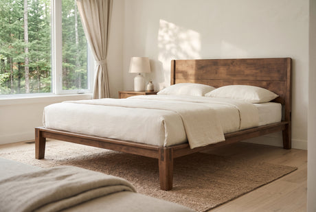 Luna Solid Oak Wood Tool Free Double Bed - Walnut