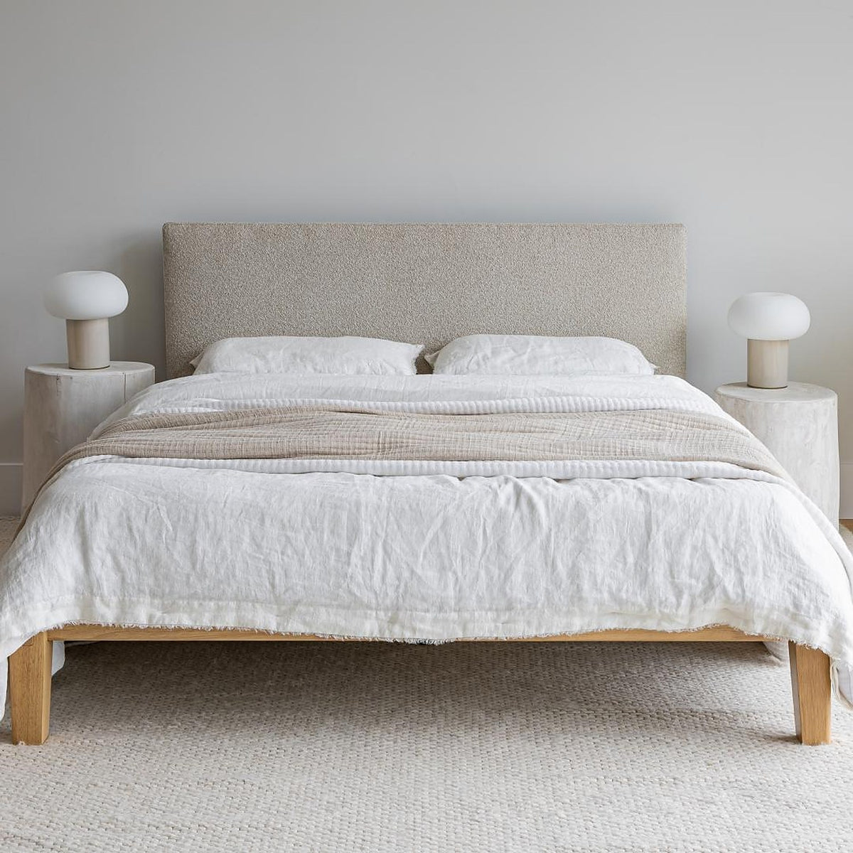 Luna Tool Free Upholstered Queen Bed - Beige