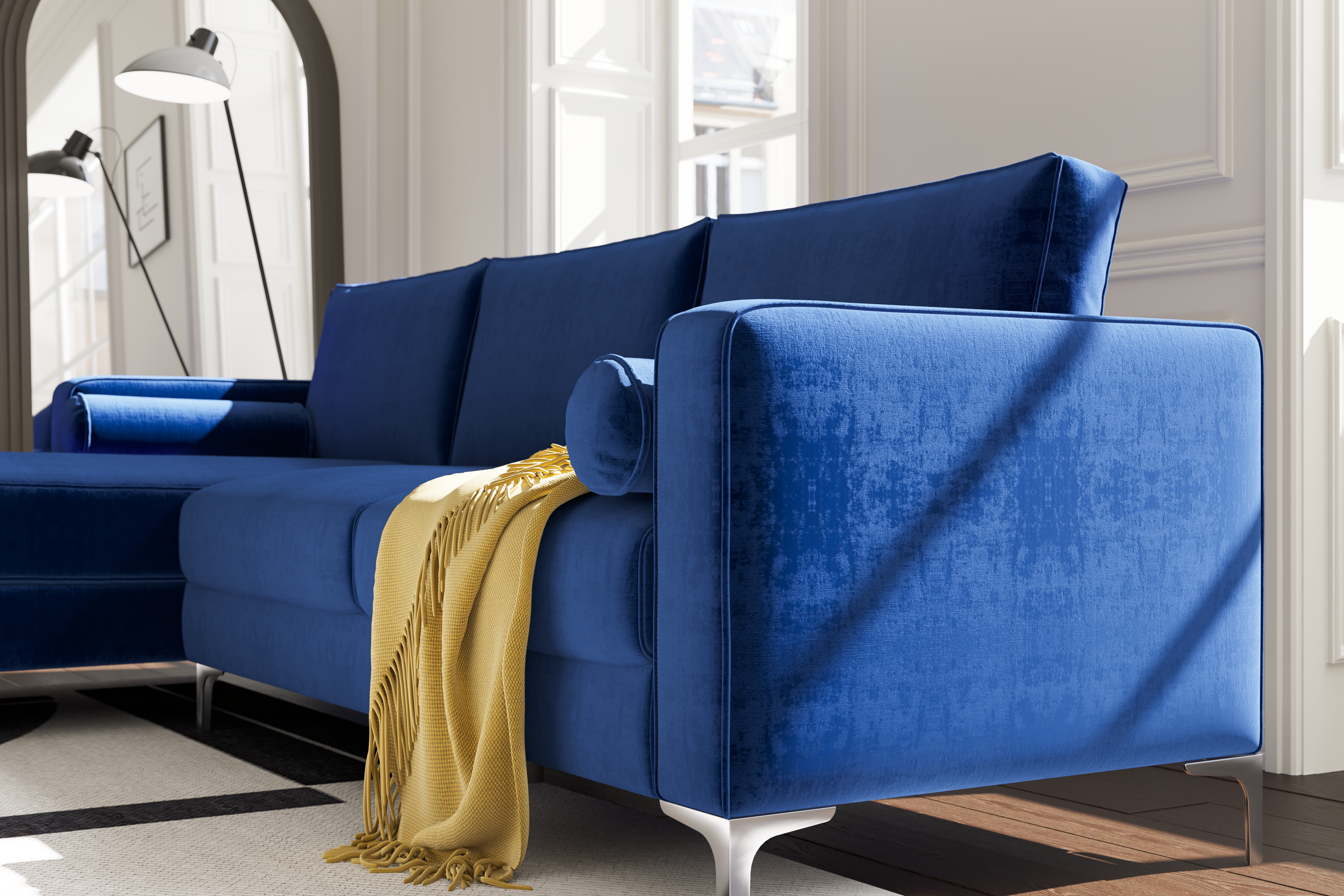 Valencia Luna L Shape Sofa, Blue