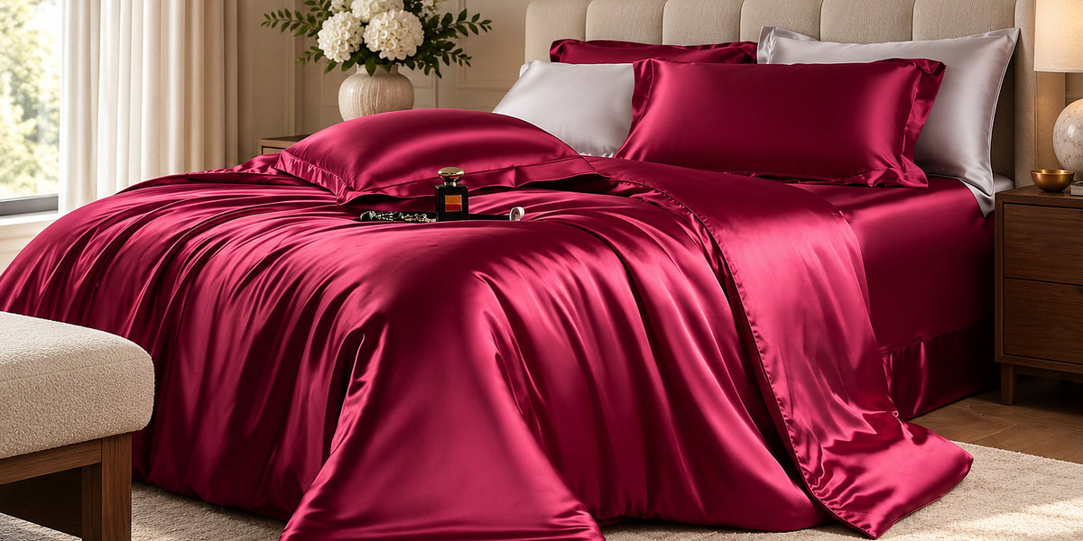 Lustre Luxe Elegant Duvet Set - Wine Red