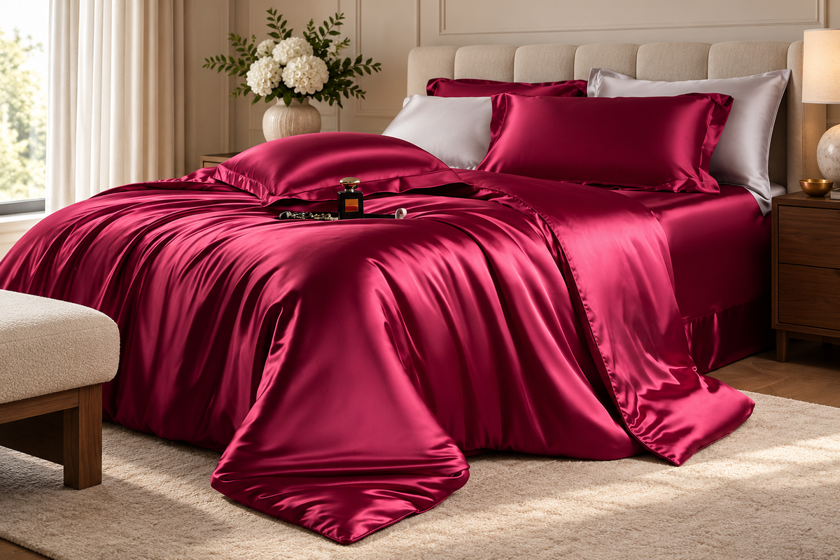 Lustre Luxe Elegant Duvet Set - Wine Red