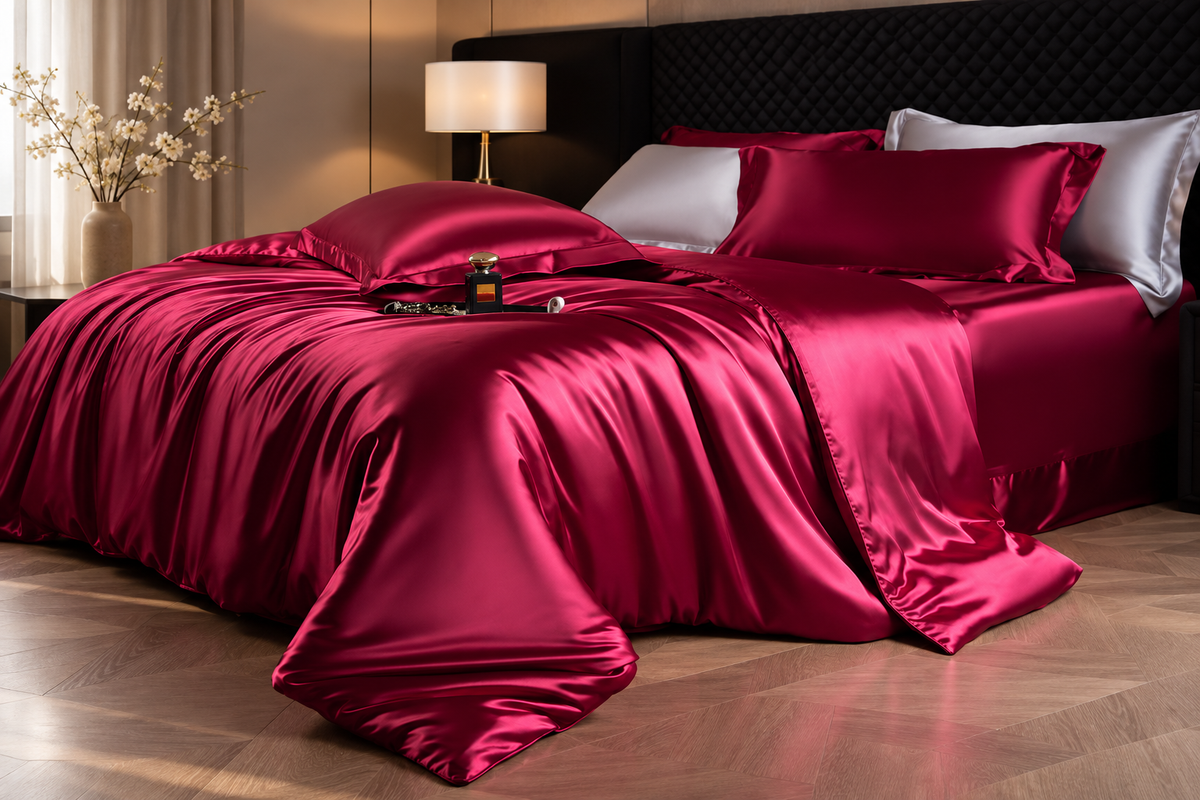 Lustre Luxe Elegant Duvet Set - Wine Red