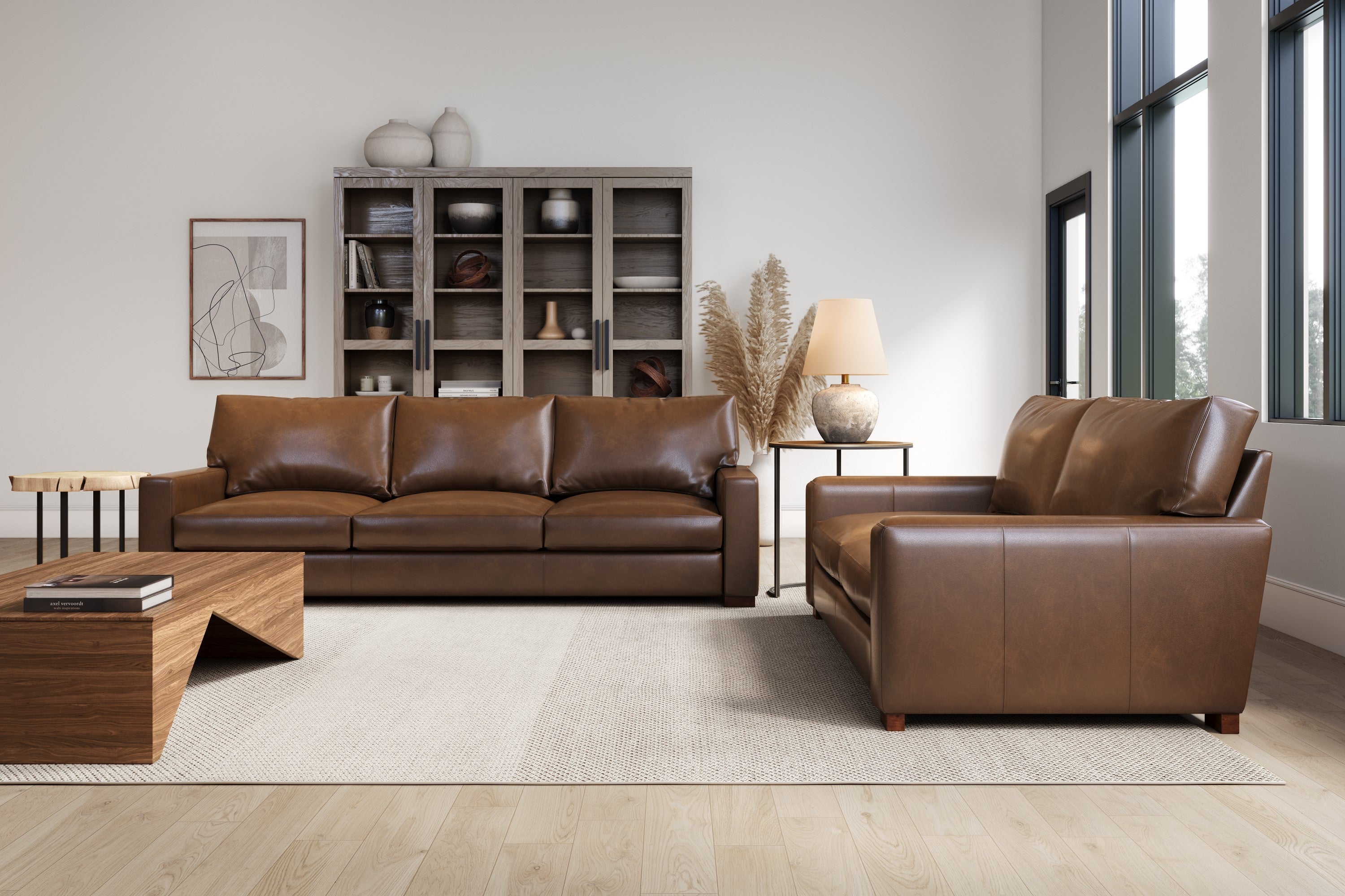 Valencia Luton Leather Sofa, Three Seats, Lipari Chocolate