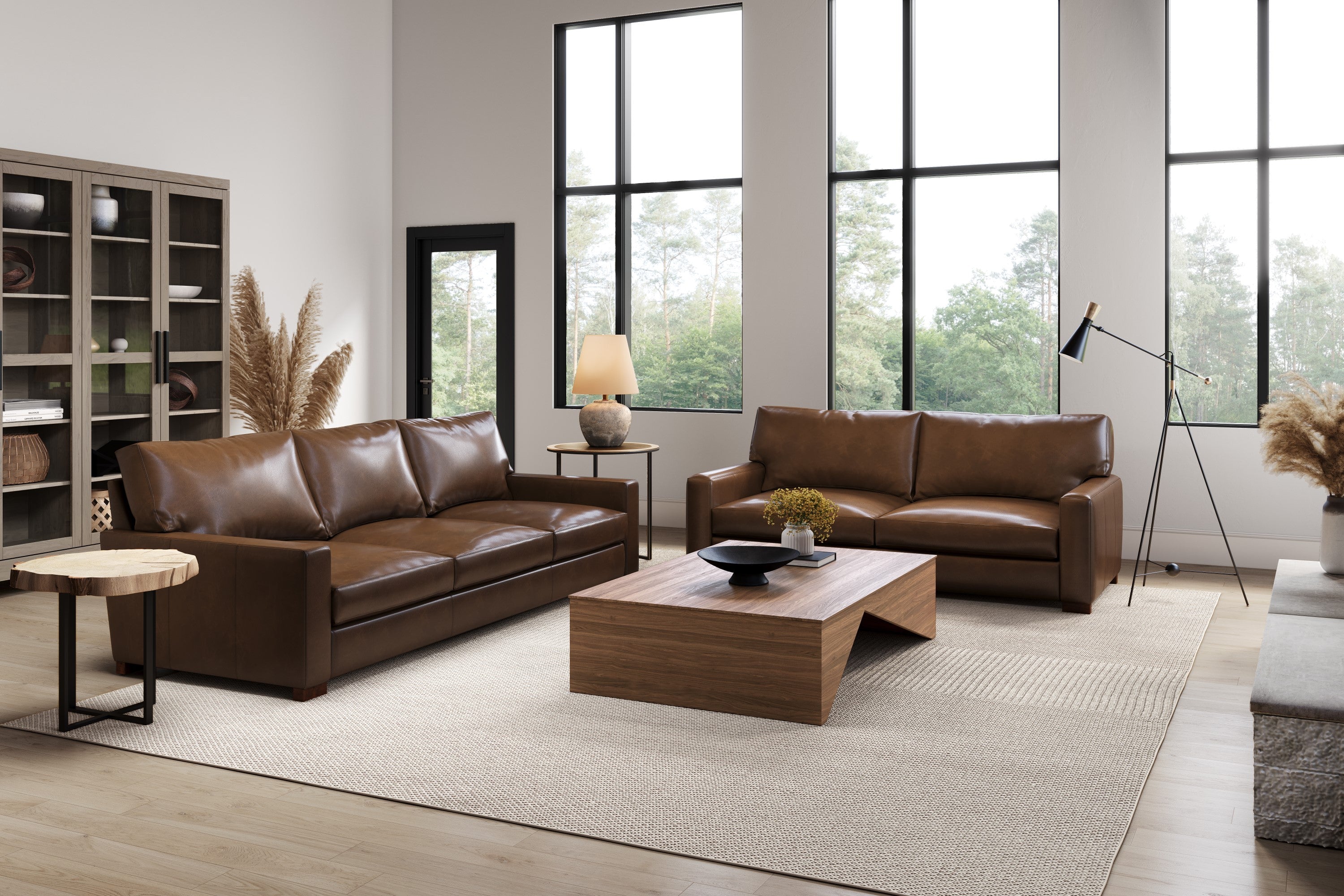 Valencia Luton Leather Sofa, Three Seats, Lipari Chocolate