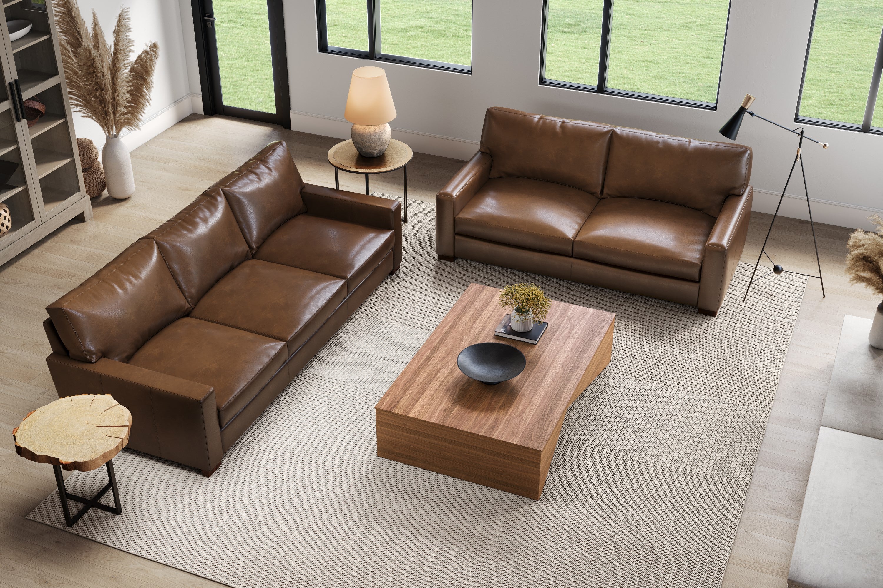 Valencia Luton Leather Sofa, Three Seats, Lipari Chocolate