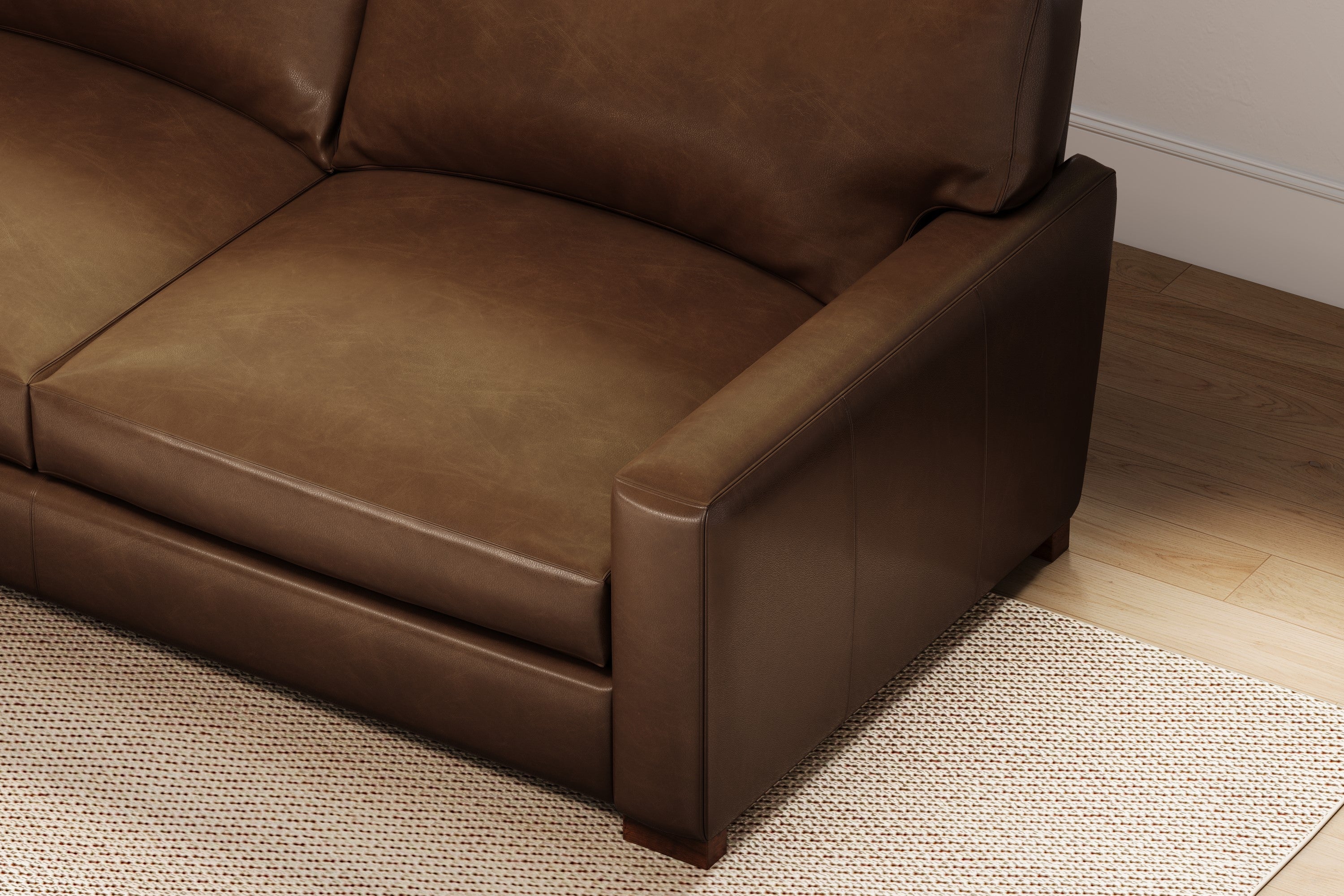 Valencia Luton Leather Sofa, Three Seats, Lipari Chocolate