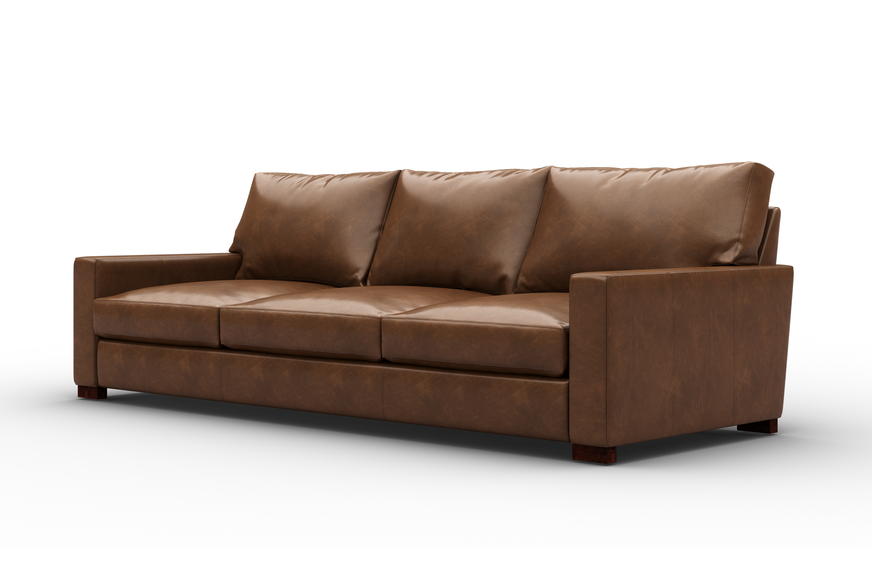 Valencia Luton Leather Sofa, Three Seats, Lipari Chocolate