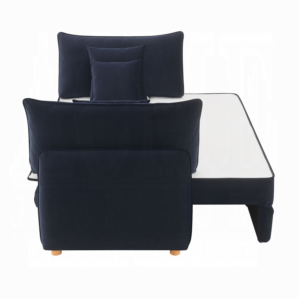 Bica Velvet Condo Size Sleeper Sofa w/Storage - Navy Blue