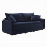 Bica Velvet Condo Size Sleeper Sofa w/Storage - Navy Blue