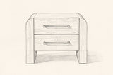 Pencil drawing of the Macerata nightstand, front view
