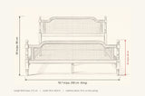 Manarola bed dimensions: King 78.7 in wide, 39 in high, footboard 26 in, 84.8 in long