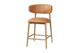 Marlow top-grain leather counter stool in Hazelnut, three-quarter view