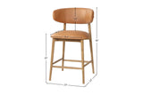 Marlow counter stool dimensions: 23 in wide, 22 in deep, 38 in high, 26 in seat height