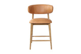 Marlow Hazelnut leather counter stool, front view