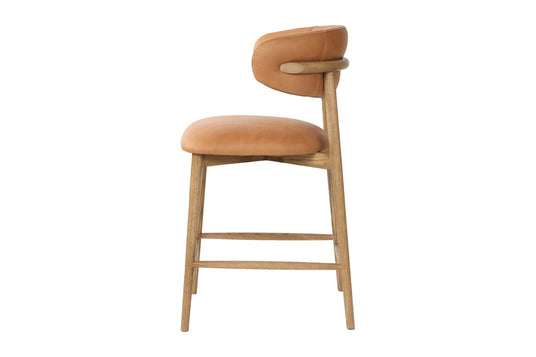 Marlow Top-Grain Leather Counter Stool - Solid Ash, Natural Finish