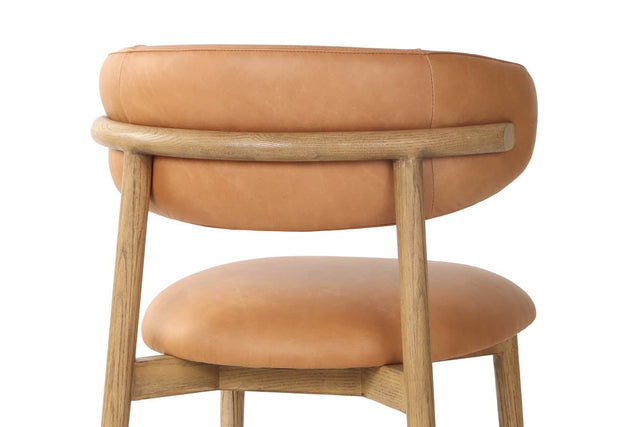 Marlow Top-Grain Leather Counter Stool - Curved Supportive Back