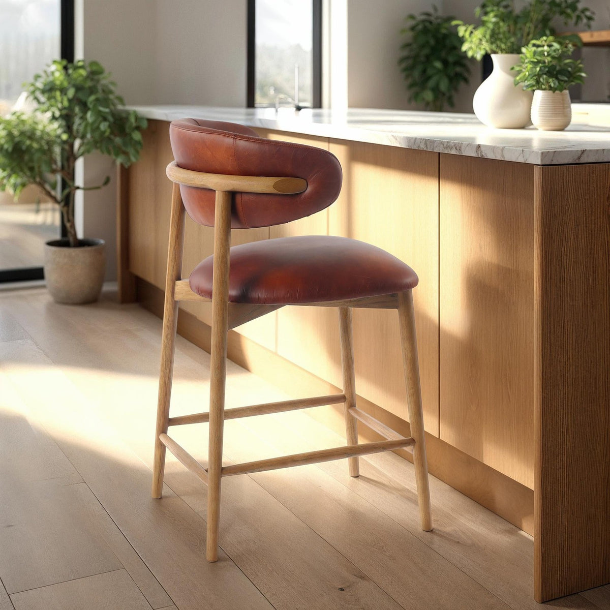Marlow Top-Grain Leather Counter Stool