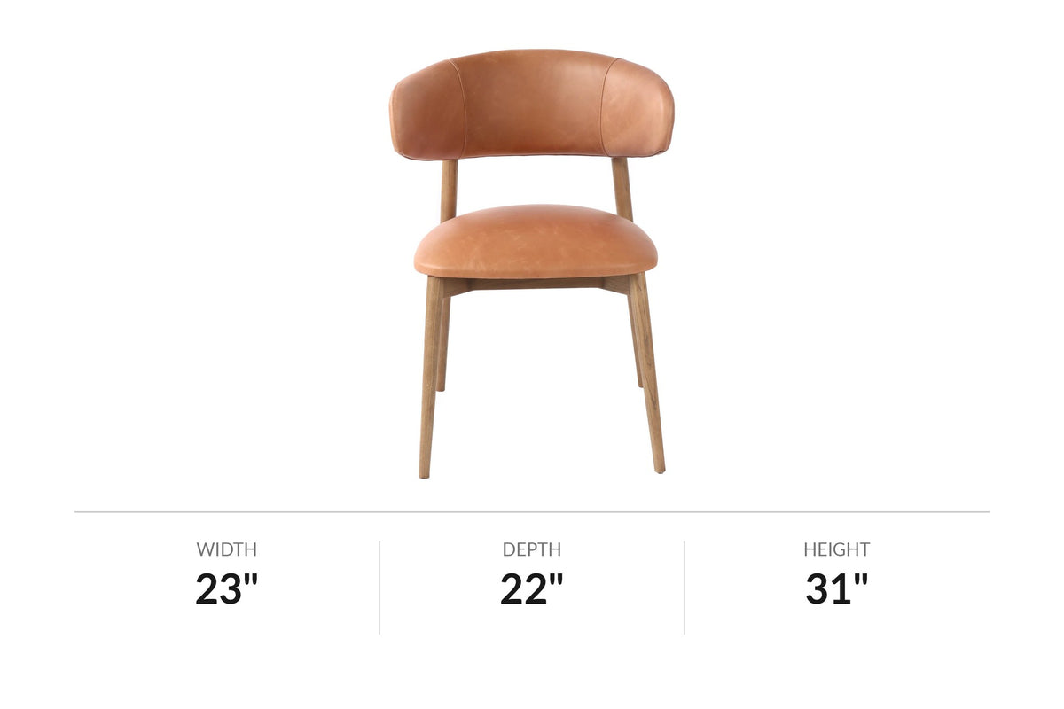 Marlow dining chair dimensions: 23 in wide, 22 in deep, 31 in high, 19 in seat height