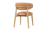Marlow Hazelnut dining chair, rear three-quarter view showing the ash back rail