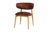 Marlow top-grain leather dining chair in Tobacco, three-quarter view