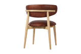 Marlow Tobacco dining chair, back view showing the solid ash rail behind the backrest