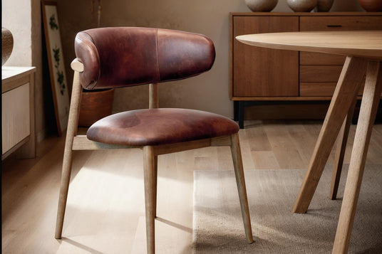 Marlow Top-Grain Leather Dining Chair - Leather With a Lived-In Look