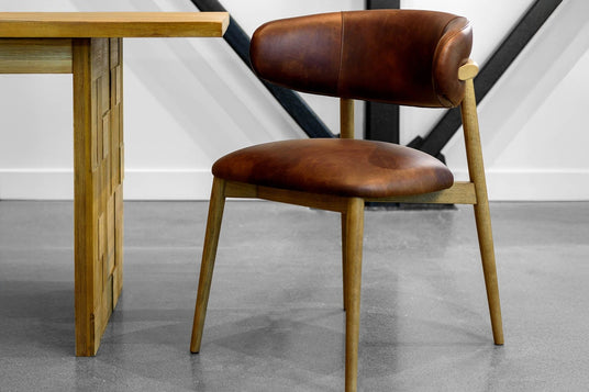 Marlow Top-Grain Leather Dining Chair - Solid Ash, Naturally Finished