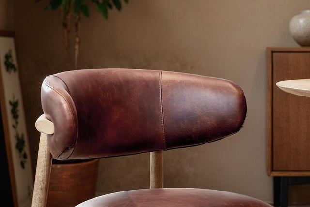 Marlow Top-Grain Leather Dining Chair - Distressed Top-Grain Leather
