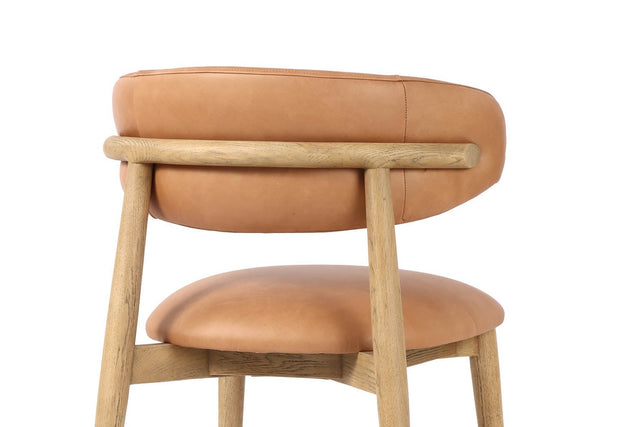 Marlow Top-Grain Leather Dining Chair - Curved Supportive Back