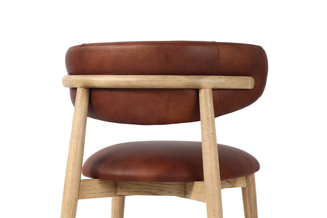 Marlow Top-Grain Leather Dining Chair - Ash Back Rail