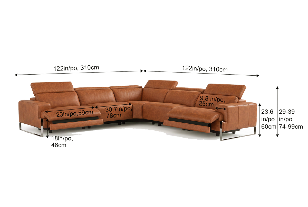 Valencia Melania Distressed Leather Reclining Corner Sectional Sofa